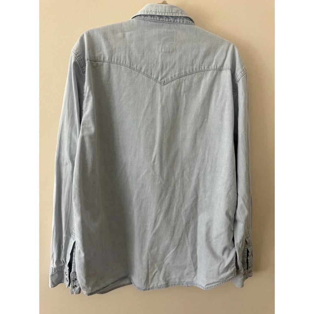 Levi's Denim Long Sleeve Western Shirt Men's XXL Pearl Snap Light Blue 3LYLW2262